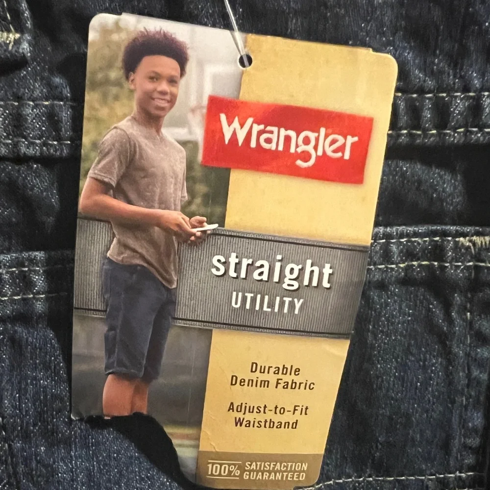 NWT Boys Wrangler Blue Jean Straight Utility Shorts w/ adjustable waist Sz 12